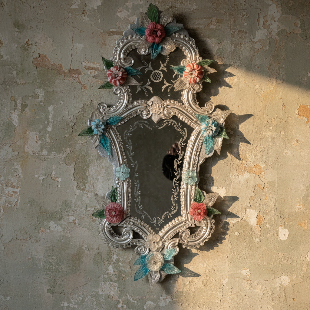 Pair of Italian Venetian Murano Glass Mirrors Early 20th Century