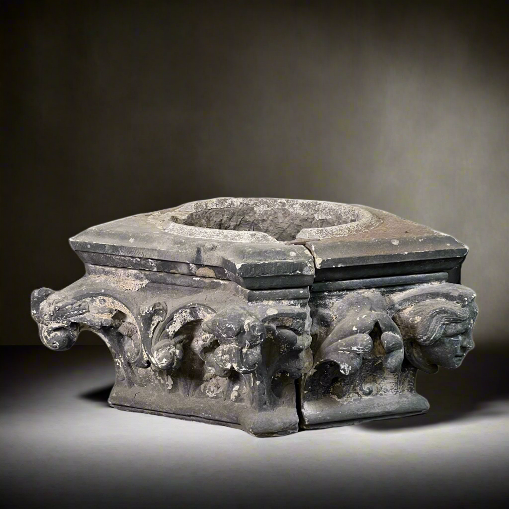 Monumental English Gothic Revival Sandstone Capital c.1850–1880