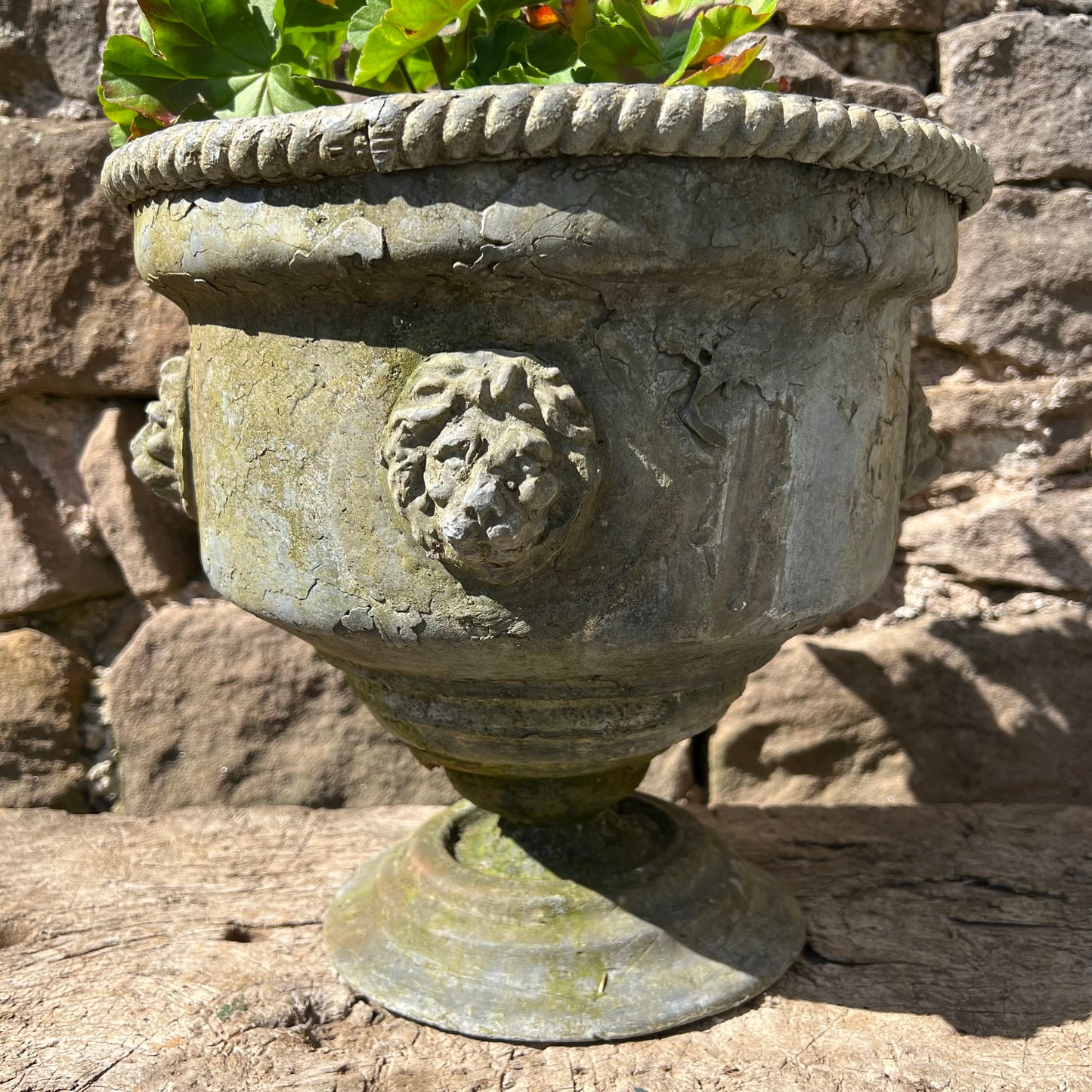 English Georgian Lead Planter with Lions Masks c.1820