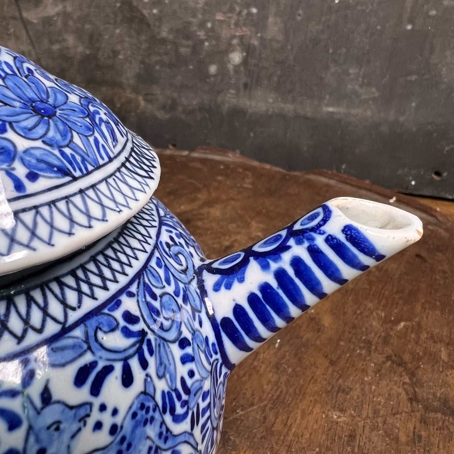 Early 18th-Century Delft Blue and White Teapot, Marked C B for Cornelis Brouwer, De Witte Ster, Delft, c.1725–1735