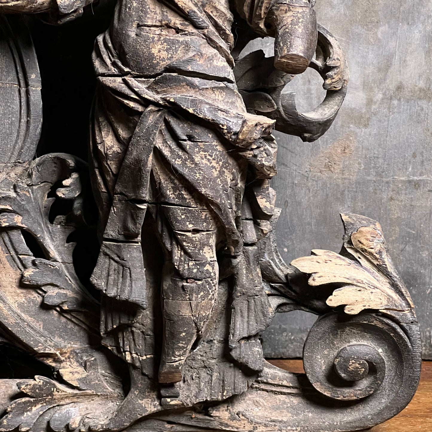 Baroque Limewood Relief with Angel, Lamb and Allegorical Figures, c.1650–1720