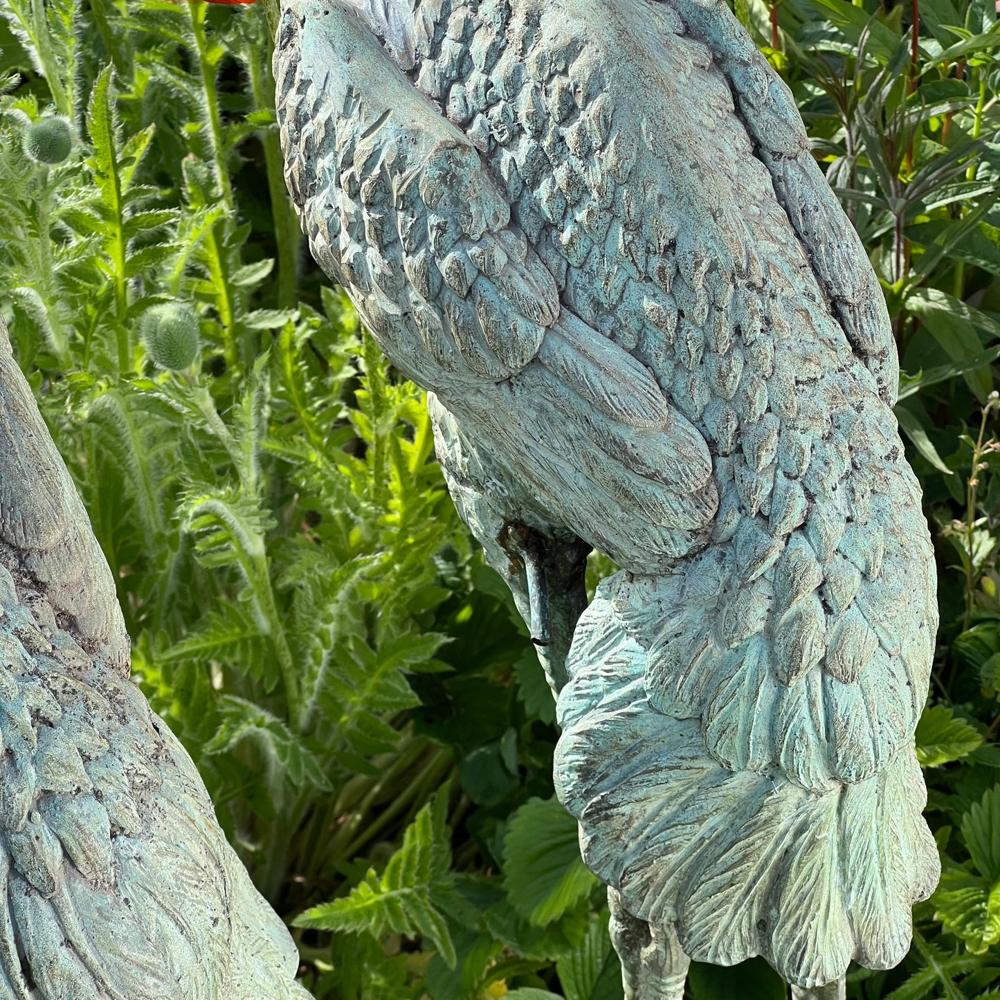 Pair of Meiji Style Bronze Garden Cranes with Fountain Spouts Mid 20th Century