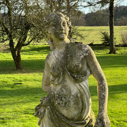 Statue of Flora with Scrolled Plinth Mid 20th Century