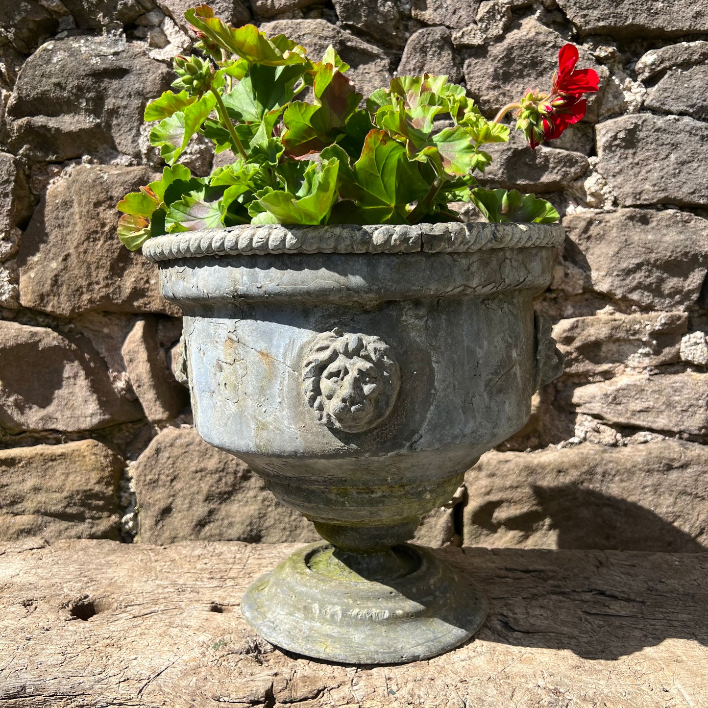 English Georgian Lead Planter with Lions Masks c.1820