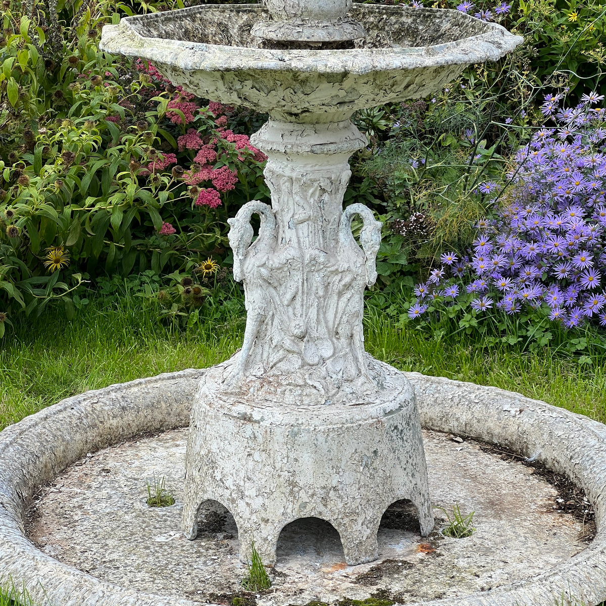 Late 19th Century American Zinc Garden Fountain, Attributed to J. W. Fiske, New York