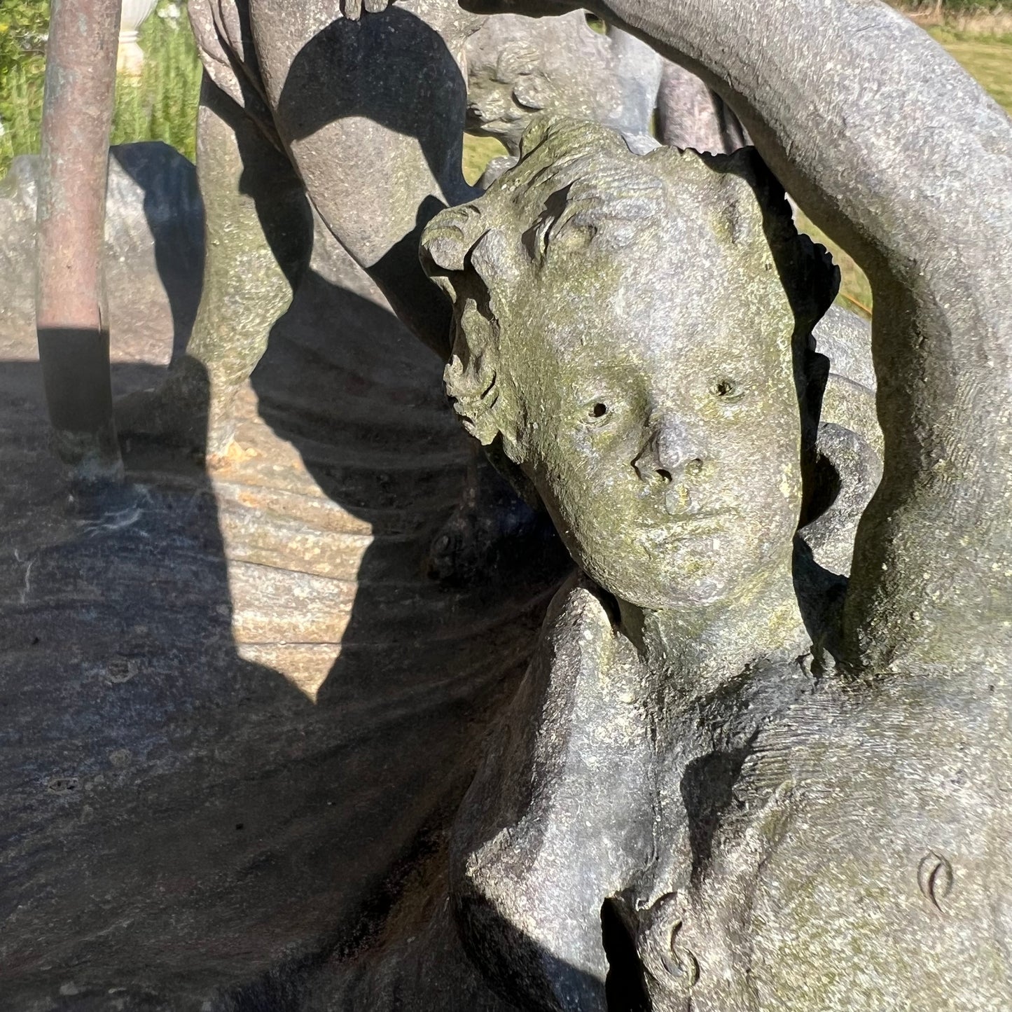 English Lead Garden Fountain with Cherub Figures, c.1920