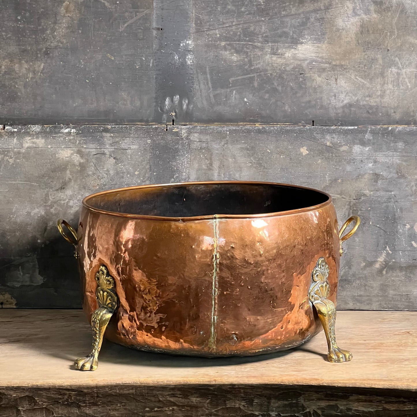 Huge 19th Century Copper Log Bin