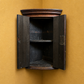 English George III Bow-Fronted Mahogany Corner Cupboard with Geometric Inlay, c.1770