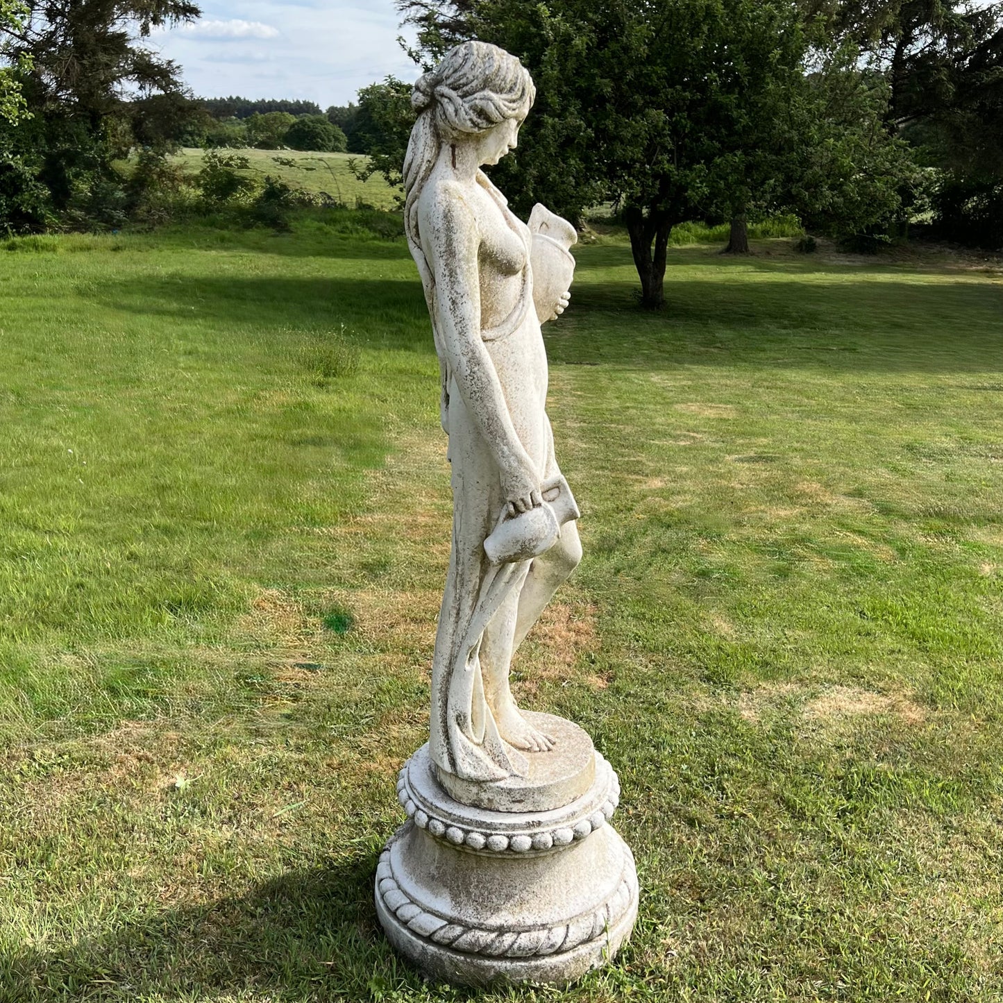 Statue of a Classical Maiden Carrying Water and Wine Mid 20th Century