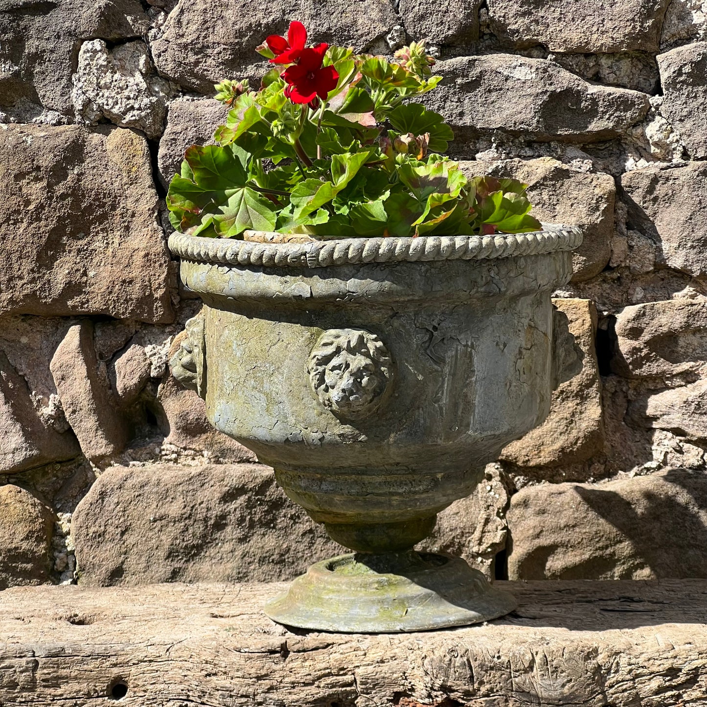 English Georgian Lead Planter with Lions Masks c.1820