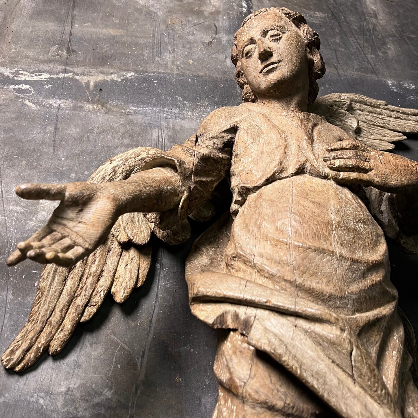 Large Baroque Carved Wooden Angel, c. 1680–1720