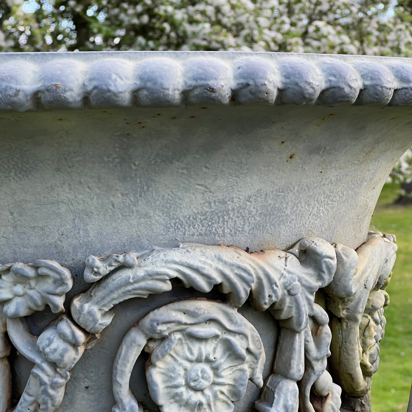 Exceptional Pair of English Campana Cast Iron Urns by Handyside Co. c.1870 with Plinths