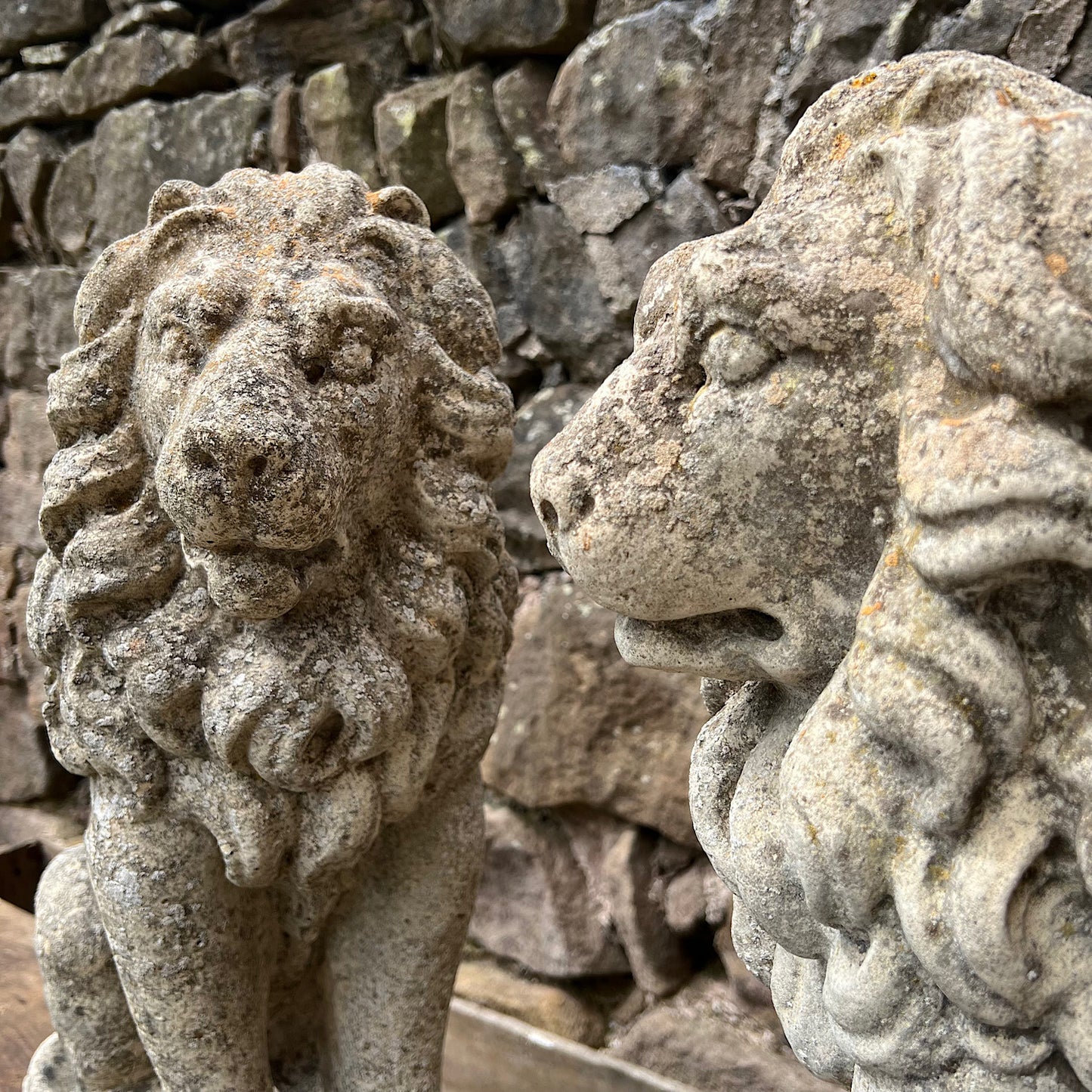 Stone Composite Lions Mid 20th Century