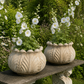 Pair of Italian Art Deco Carved Marble Lotus Form Planters, c.1930