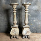 Pair of Swedish Painted Wooden Candlesticks c.1870