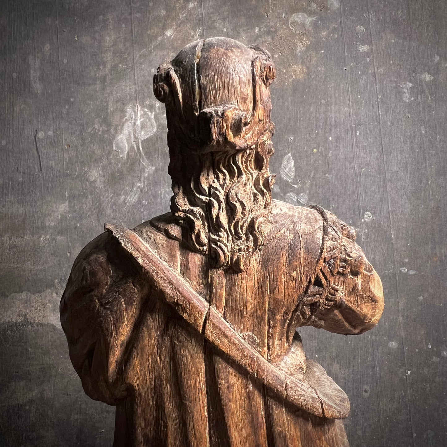 Late Gothic Carved Walnut Figure of a Crowned Female Saint, Southern Europe, 15th–Early 16th Century