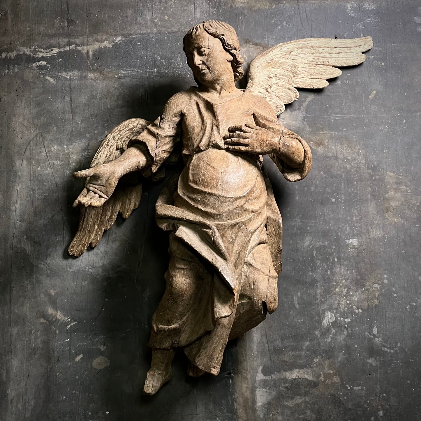 Large Baroque Carved Wooden Angel, c. 1680–1720