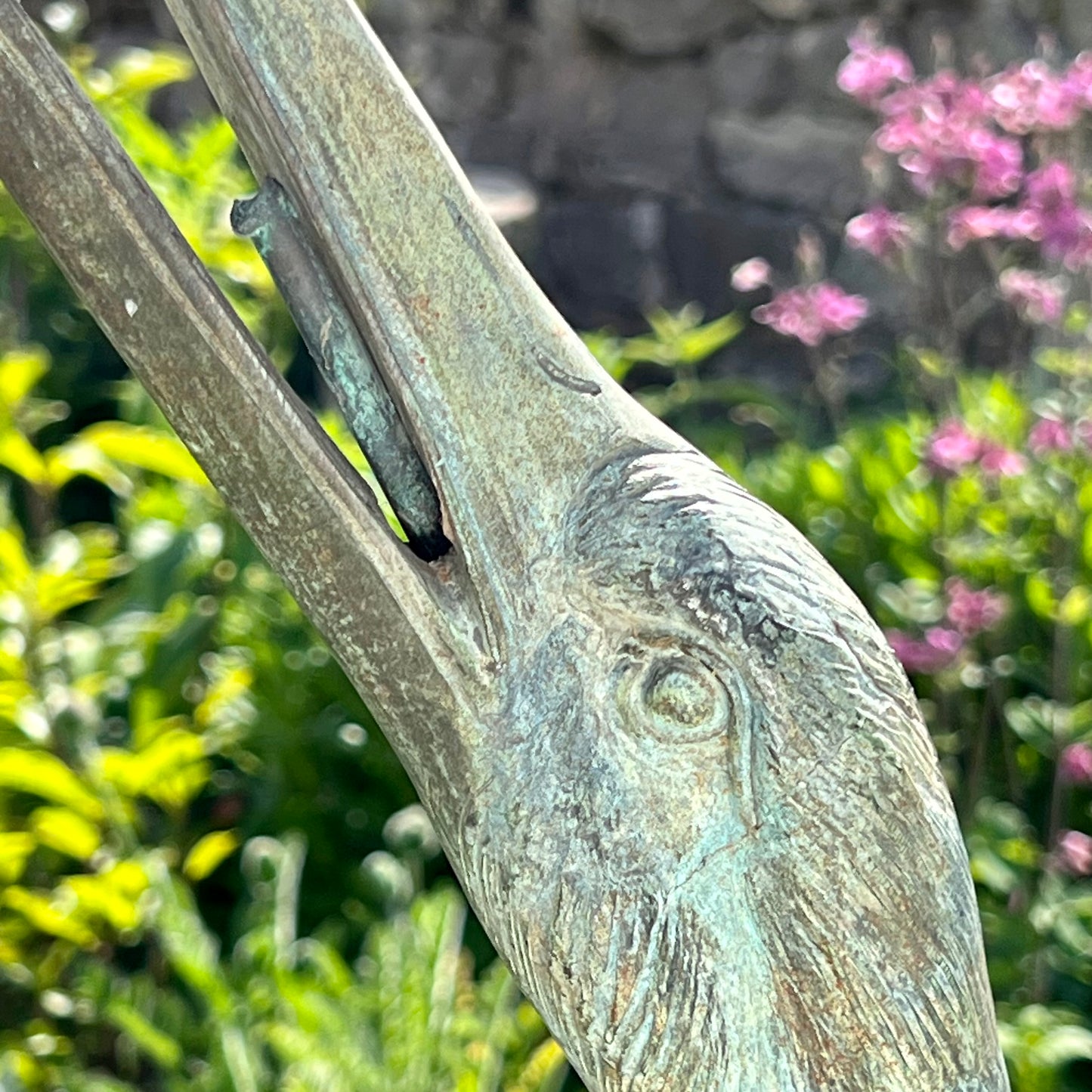 Pair of Meiji Style Bronze Garden Cranes with Fountain Spouts Mid 20th Century