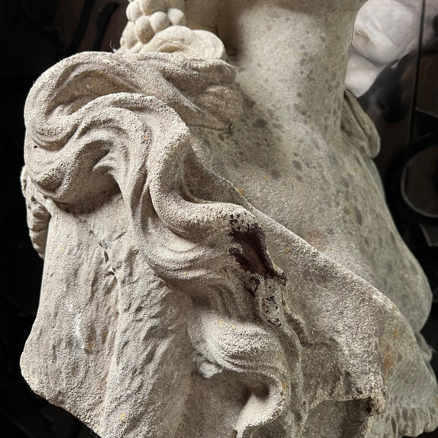 English Composite Stone Bust of Flora with Fluted Pedestal, Late 20th Century