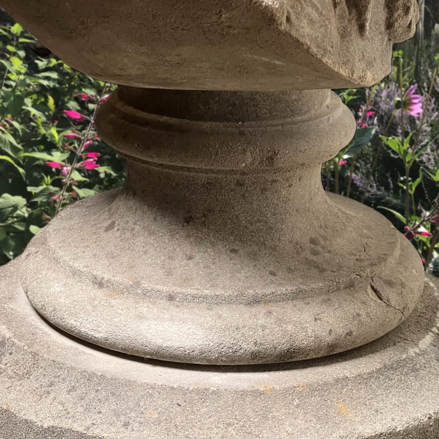 English Composite Stone Bust of Flora with Fluted Pedestal, Late 20th Century