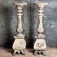 Pair of Swedish Painted Wooden Candlesticks c.1870