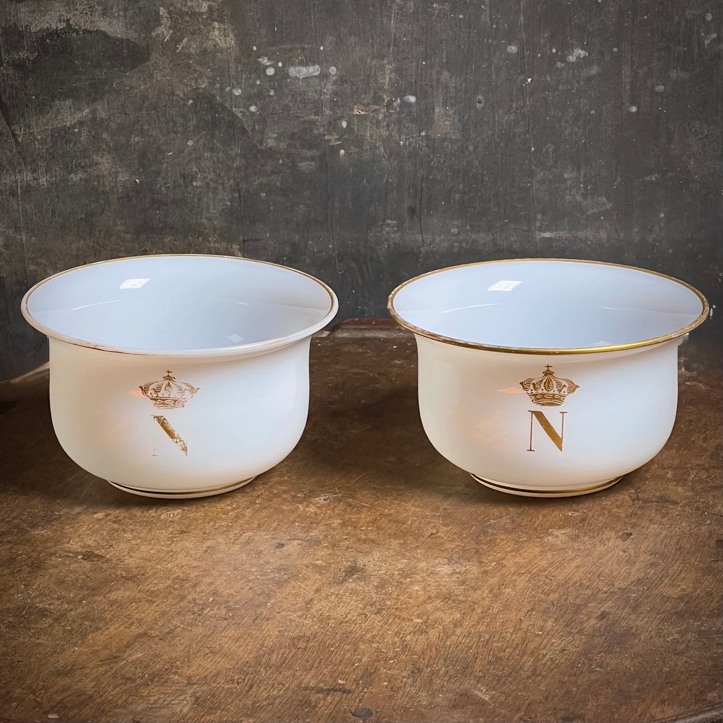 A Rare Pair of French Opaline Finger Bowls with the Imperial Cipher of Napoleon III, c.1855–1870