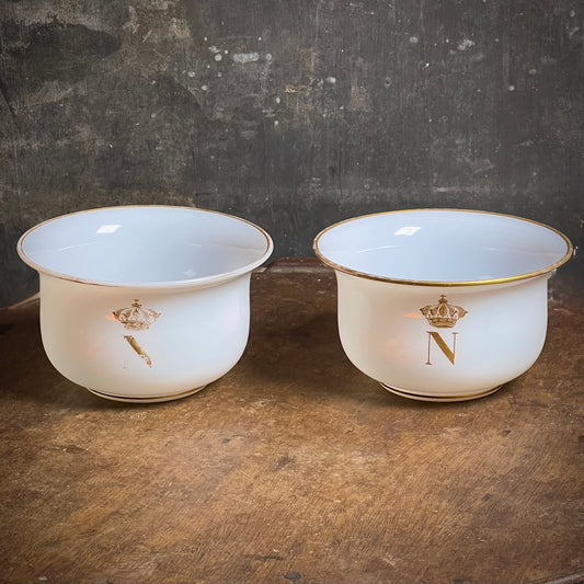 A Rare Pair of French Opaline Finger Bowls with the Imperial Cipher of Napoleon III, c.1855–1870