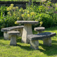 Vintage Composite Stone Garden Table, Bench & Stool Dining Set