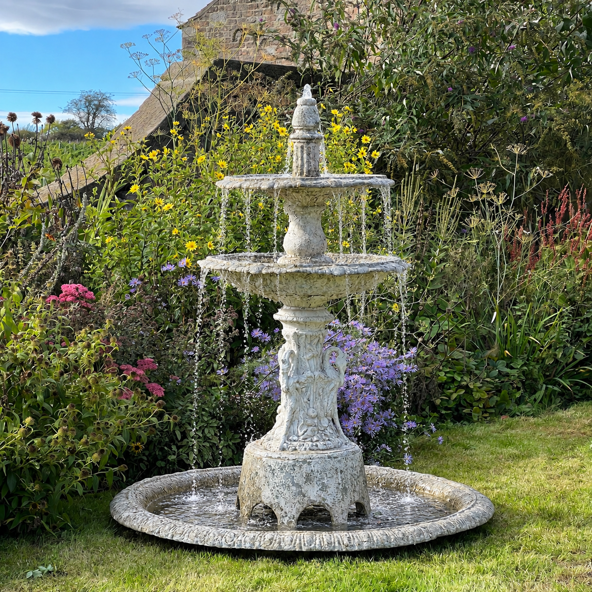 Late 19th Century American Zinc Garden Fountain, Attributed to J. W. Fiske, New York