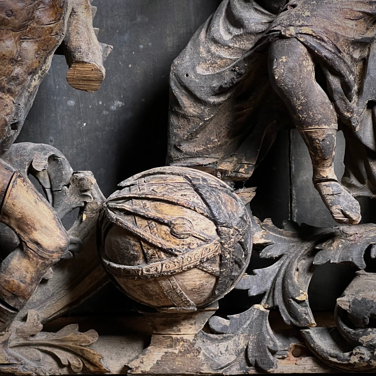 Baroque Limewood Relief with Angel, Lamb and Allegorical Figures, c.1650–1720