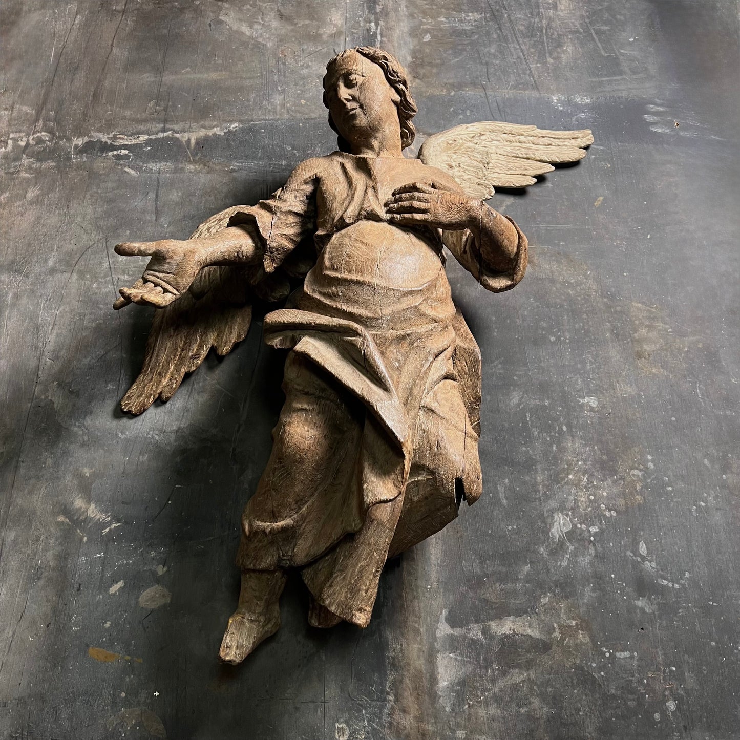 Large Baroque Carved Wooden Angel, c. 1680–1720