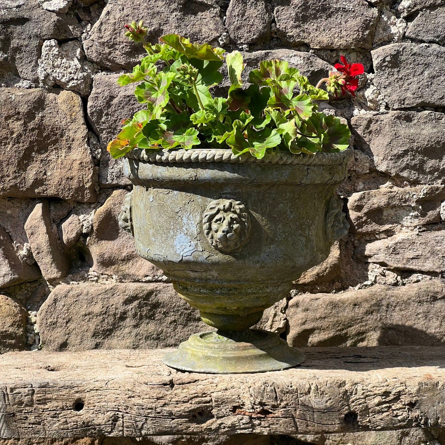 English Georgian Lead Planter with Lions Masks c.1820