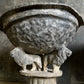 Pair of Georgian Lead Urns with Lion Supports, England c.1820