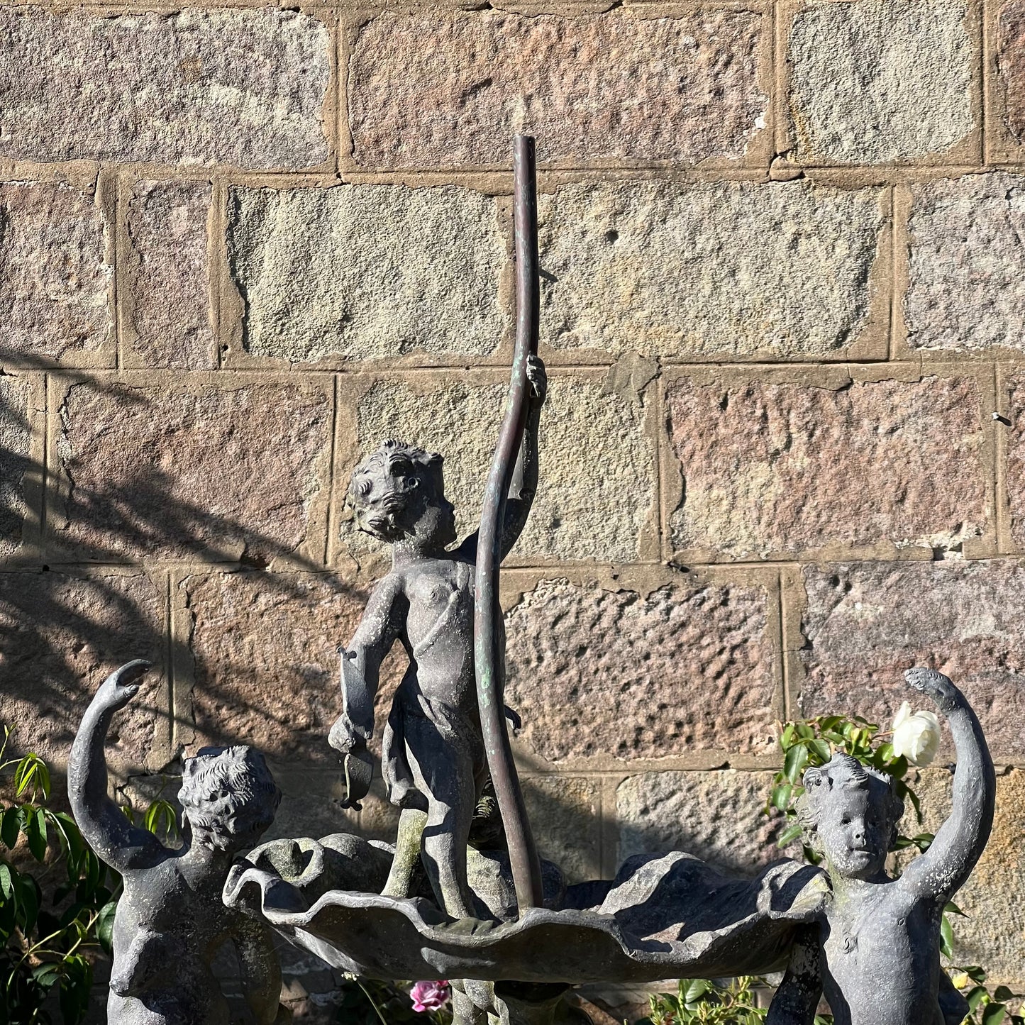 English Lead Garden Fountain with Cherub Figures, c.1920