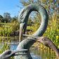 Set of Three Bronze Garden Cranes