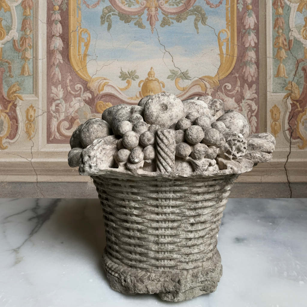 English Marble Basket of Fruits c.1750