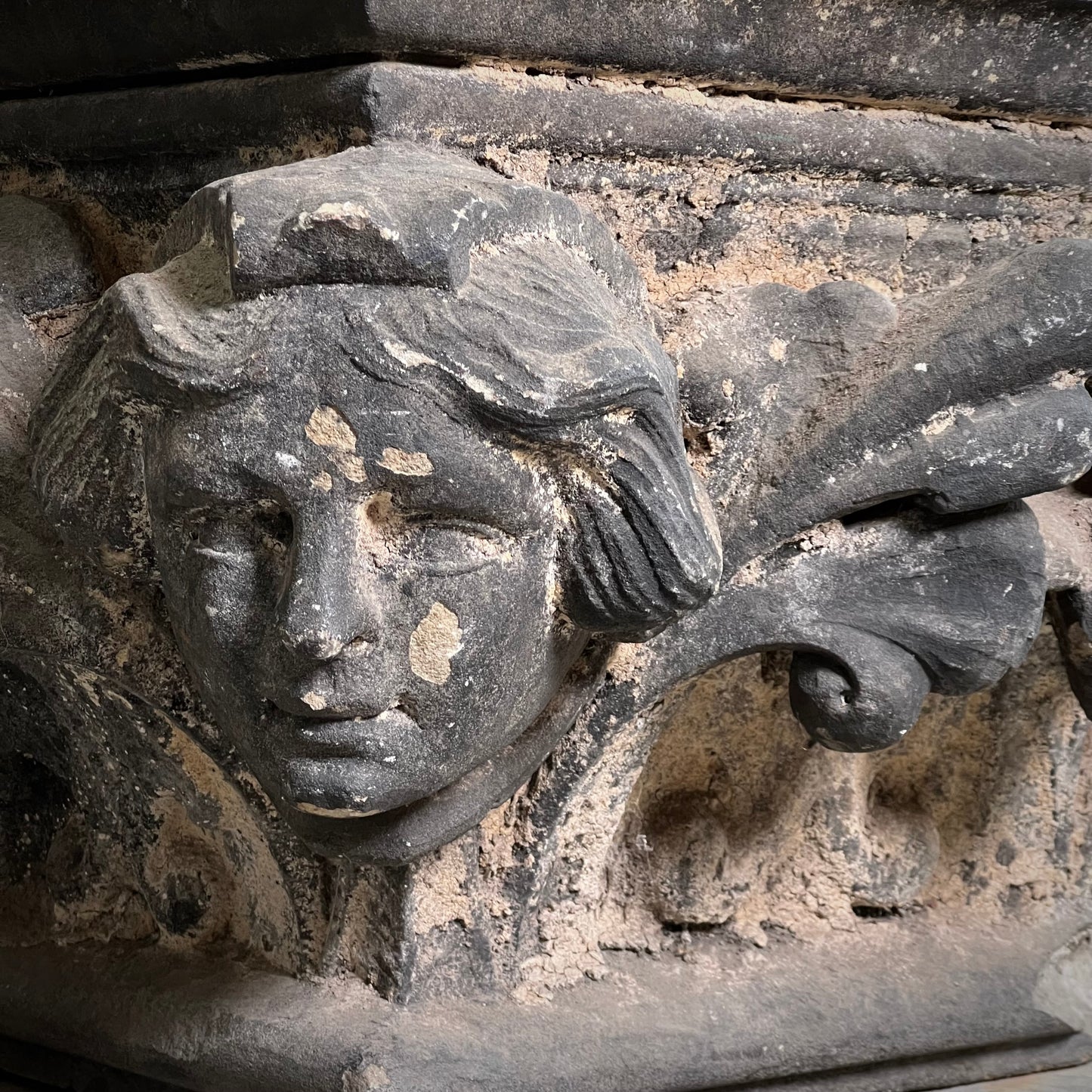 Monumental English Gothic Revival Sandstone Capital c.1850–1880