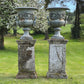 Exceptional Pair of English Campana Cast Iron Urns by Handyside Co. c.1870 with Plinths