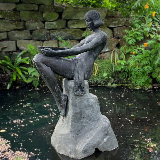 Art Deco Seated Female Figure Lead Fountain