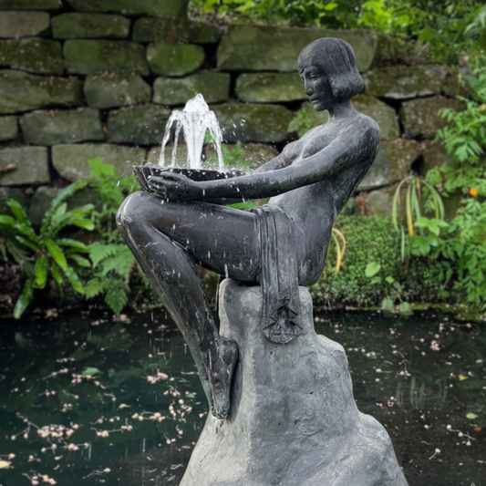 Art Deco Seated Female Figure Lead Fountain