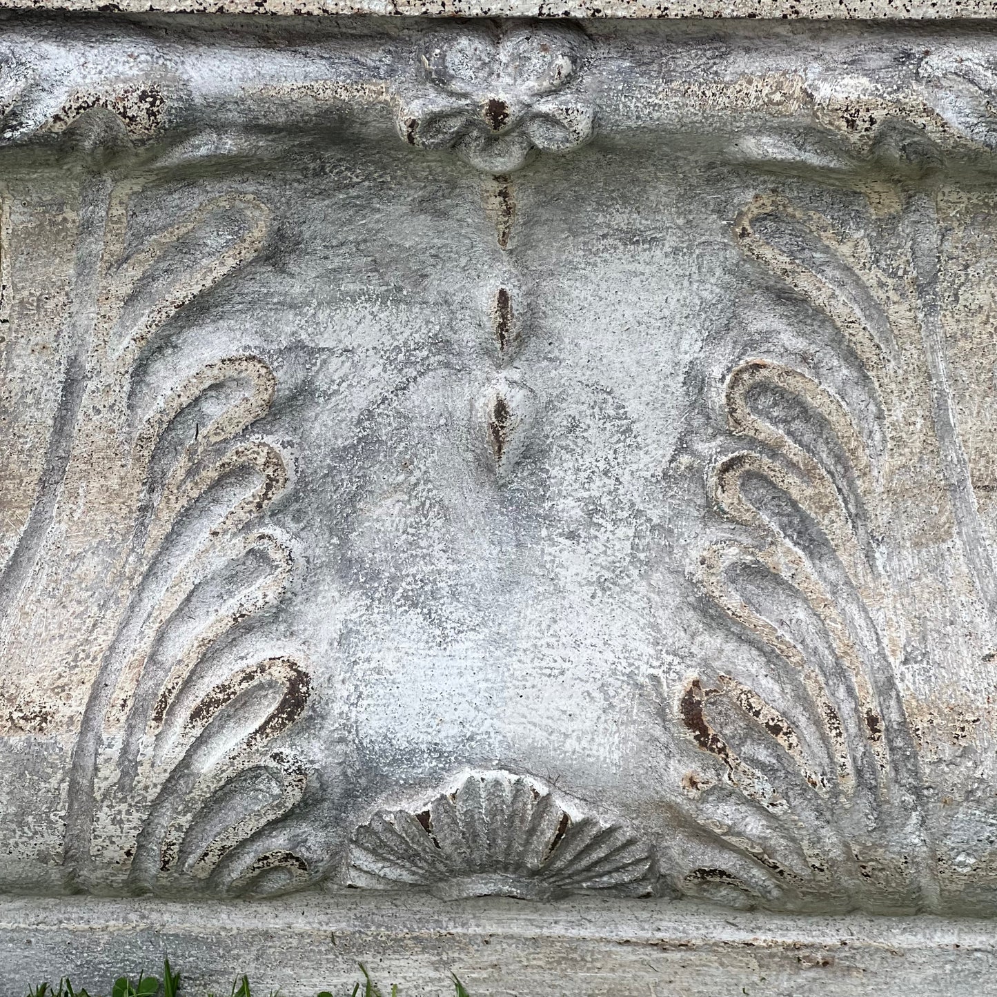 Pair of English Victorian Cast Iron Garden Urns on Ornamented Bases