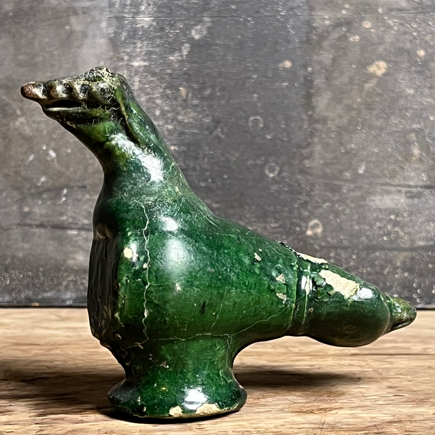 An Early Islamic Green-Glazed Pottery Oil Lamp in the Form of a Bird, Syria (Bilād al-Shām), 8th–9th century