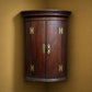 English George III Bow-Fronted Mahogany Corner Cupboard with Geometric Inlay, c.1770
