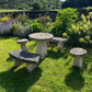 Vintage Composite Stone Garden Table, Bench & Stool Dining Set