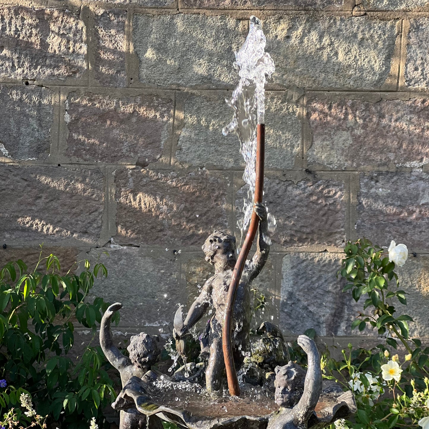 English Lead Garden Fountain with Cherub Figures, c.1920