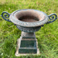 Pair of English Cast Iron Garden Urns with Plinths c.1870