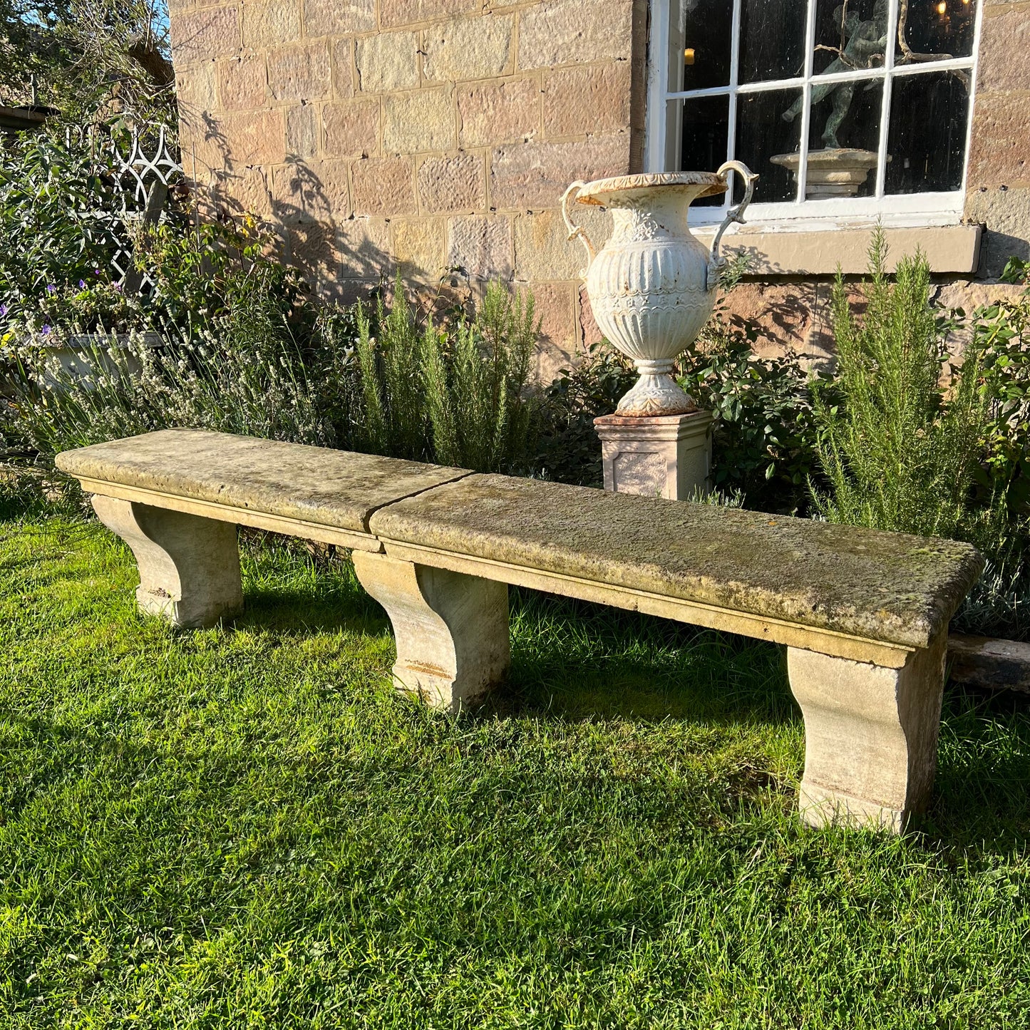 French Loire Valley Carved Stone Bench from Tudery Vineyard