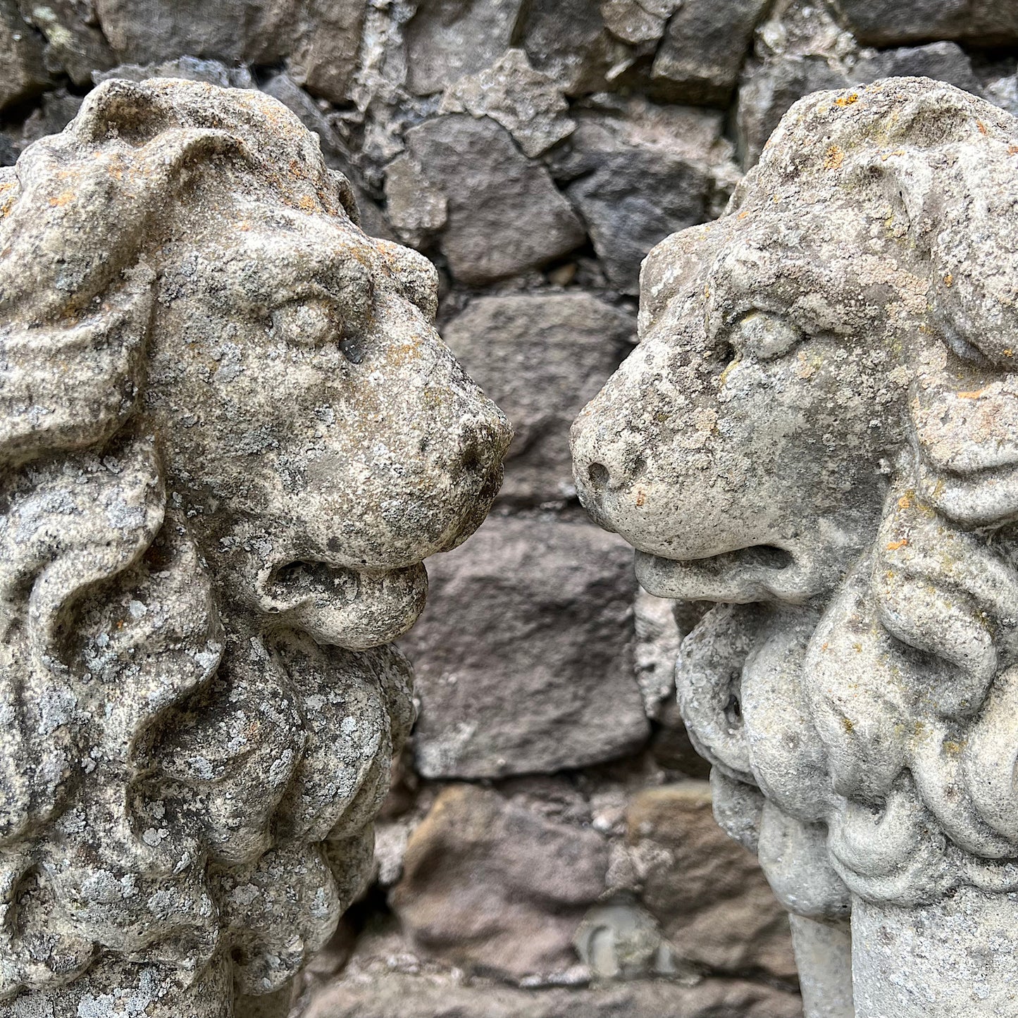 Stone Composite Lions Mid 20th Century