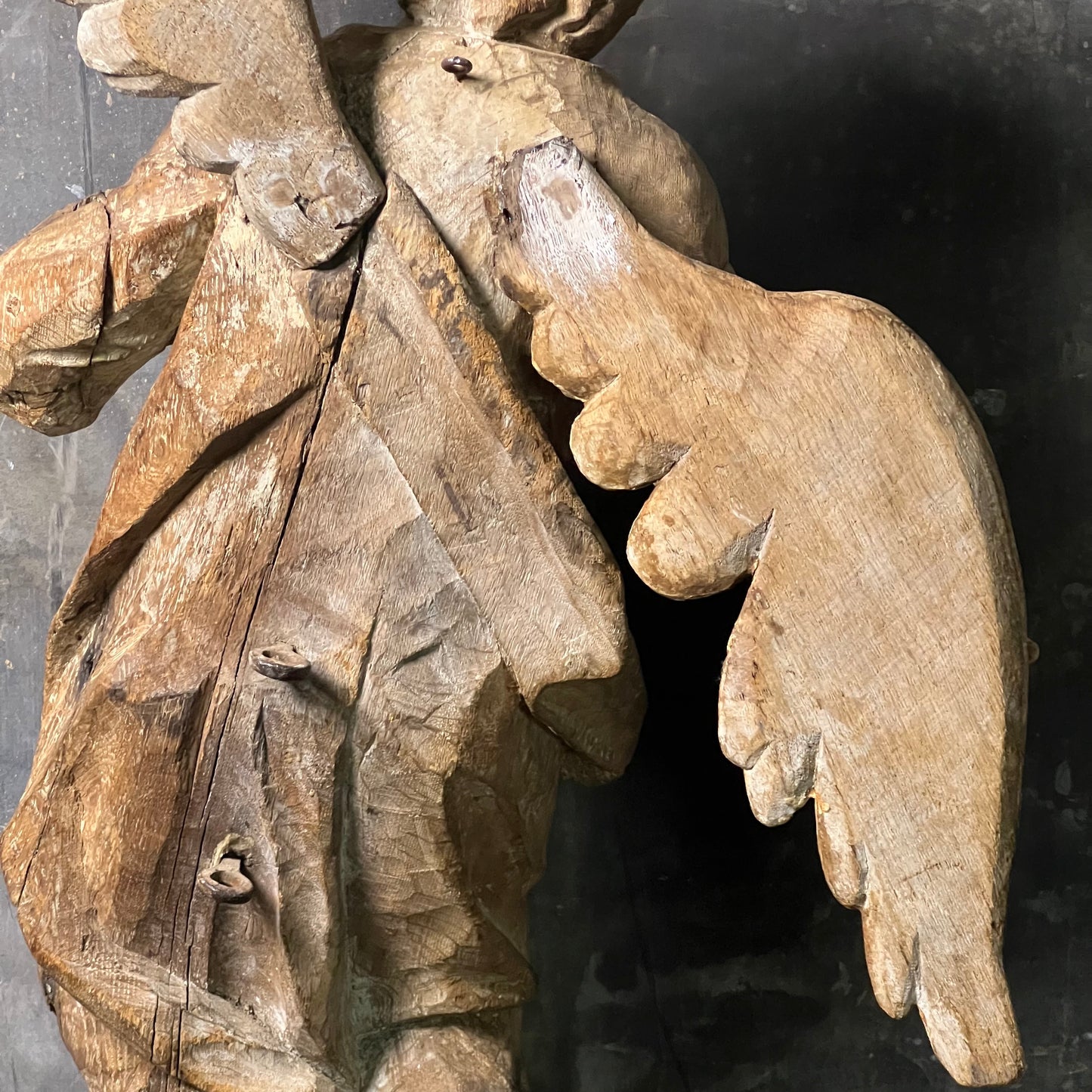 Large Baroque Carved Wooden Angel, c. 1680–1720