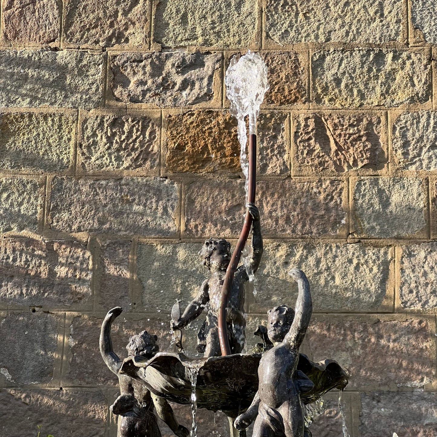 English Lead Garden Fountain with Cherub Figures, c.1920